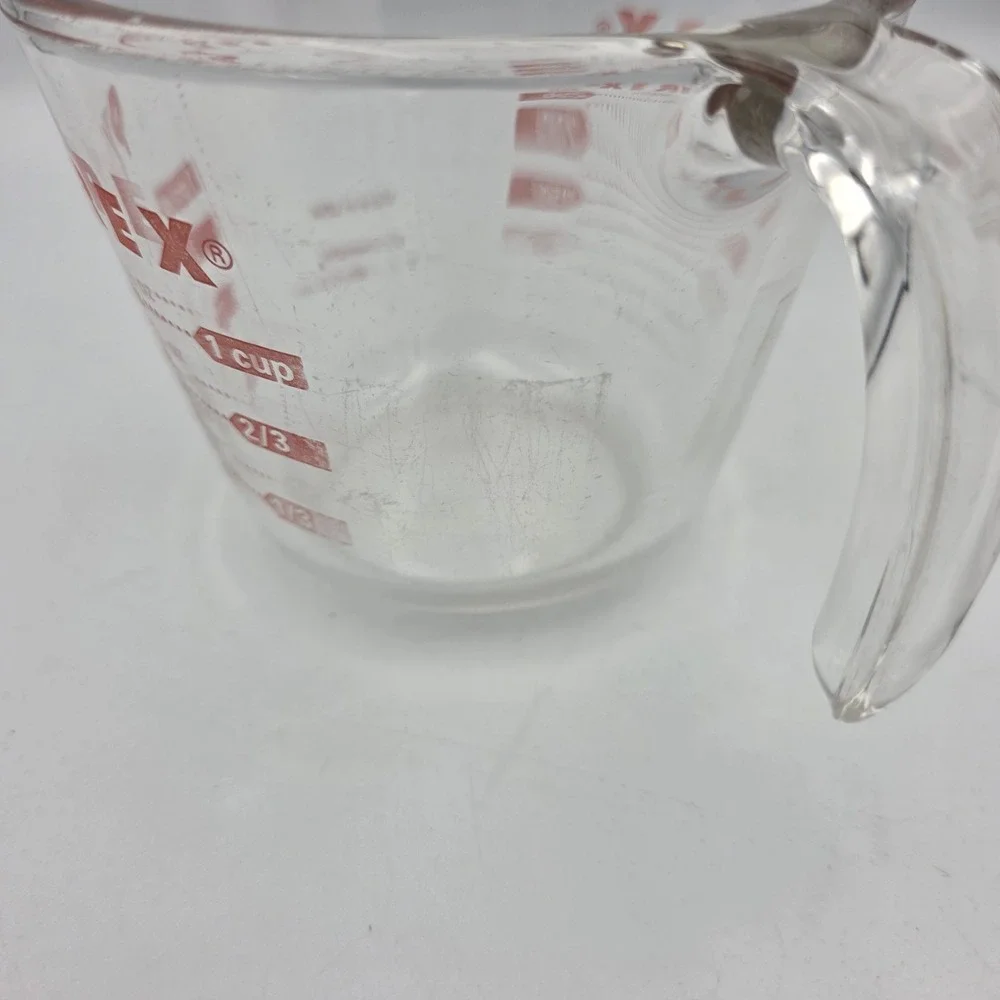 Vintage PYREX 1 Cup 8oz Measuring Cup Glass Red Lettering Made in USA Corning #2